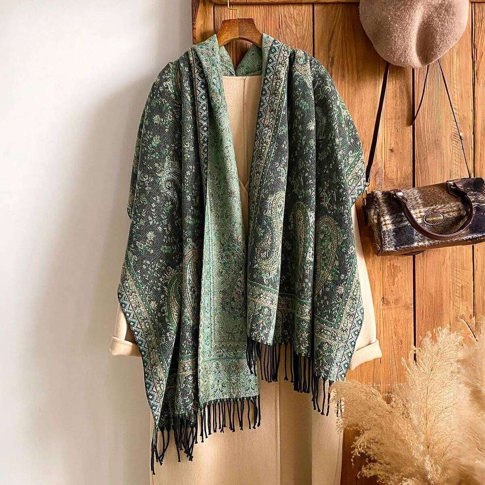 Bohemia Luxury Pashmina Hijab Scarf Long Muslim Paisley Print Cashmere Shawl Soft Turban Headband for Women XJ260304