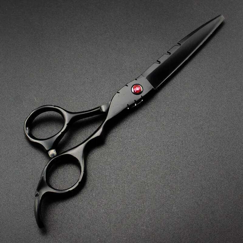 professional Japan 440c 5.5 6 '' red gem black hair haircut scissor thinning barber cutting shears hairdresser scissors H260303