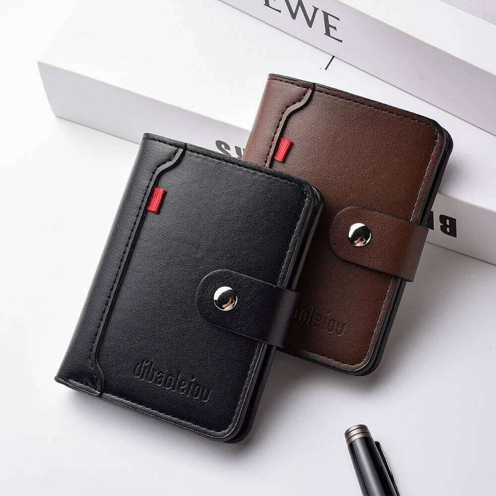 Mini Credit Card Holder Wallet for Men High-Quality Ultra-Thin Soft Leather with Button Closure C260304