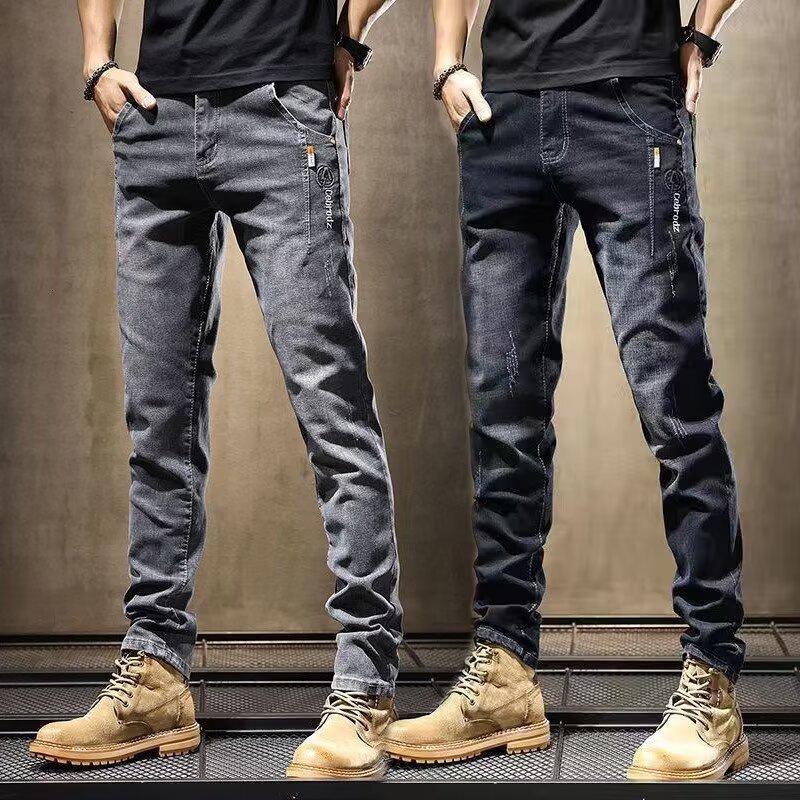 Men's Jeans For Spring And Autumn New Trendy Brand Designer Pants Versatile Slim-fit Skinny Men's Casual Straight-leg Pants Slightly Elastic And Breathable