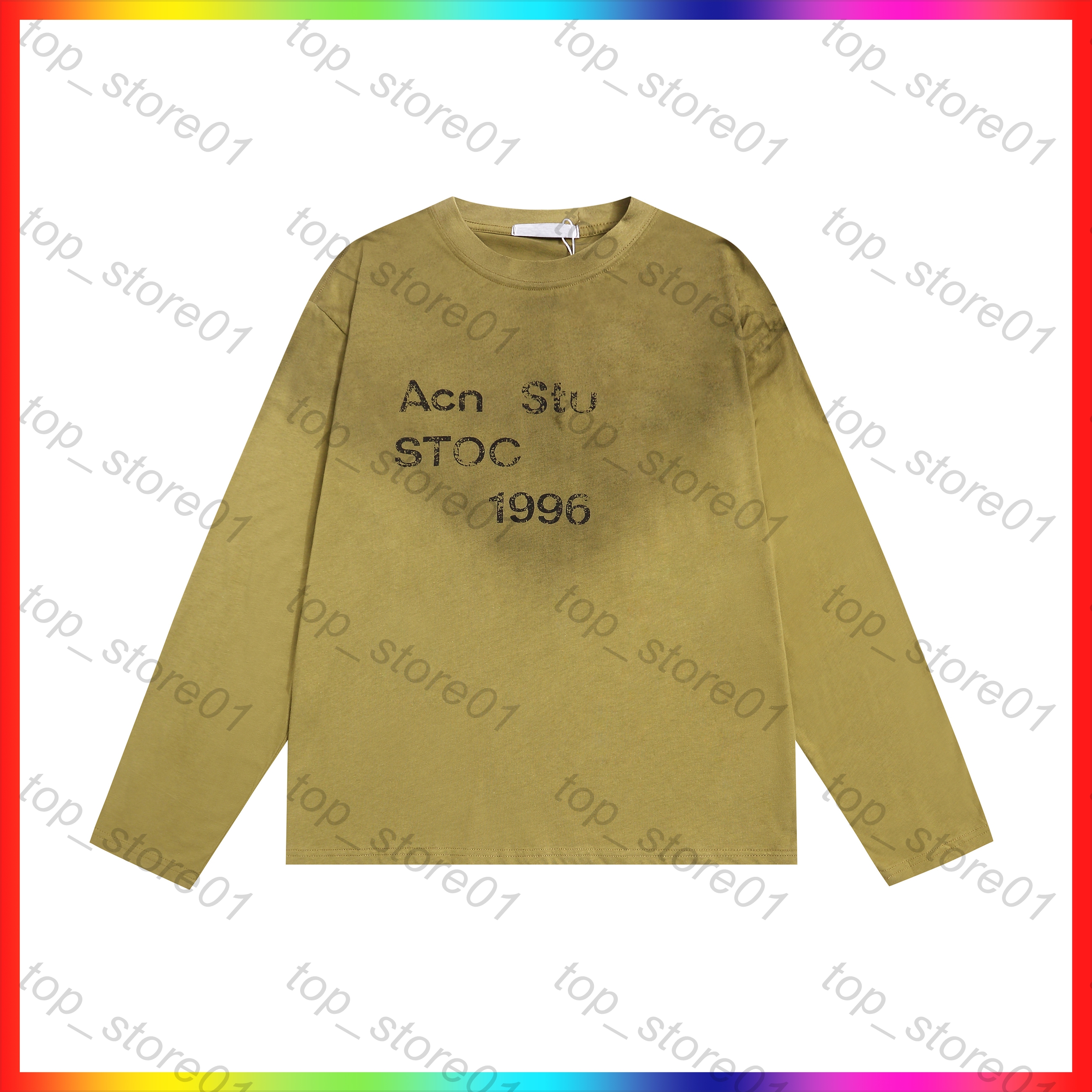 26SS Europe Oversize Letter Print Washed studios Tee Long Sleeve street shirts Designer 1996 sweatshirt Casual Fashion Skateboard Men Women Graphic T shirt