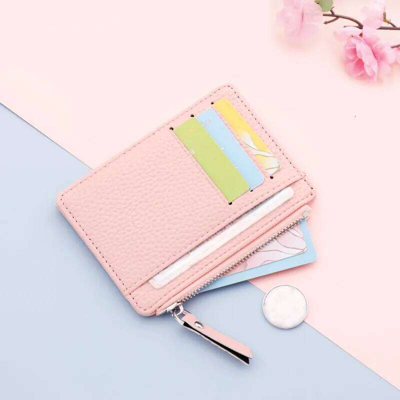 1 Pc ID Holders Slim Women Holder PU Leather Unisex Zipper Business Card Case Men Credit Mini Cards Wallet C260304