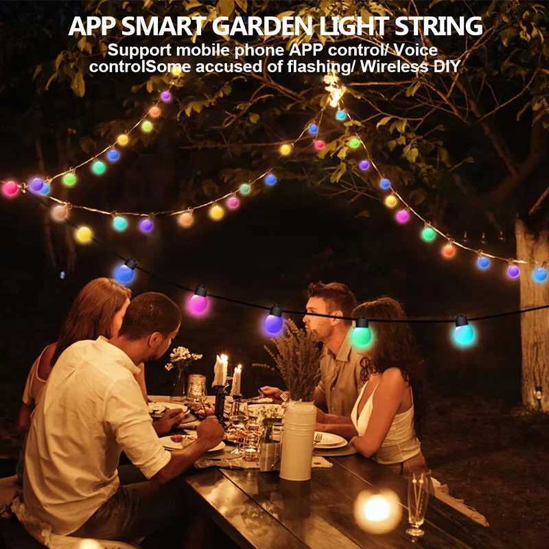 WS2812B RGB LED String Garland Light 10m 5m Smart IC APP Bluetooth Remote Fairy Lights Dreamcolor Garden Party Christmas Decor H260304