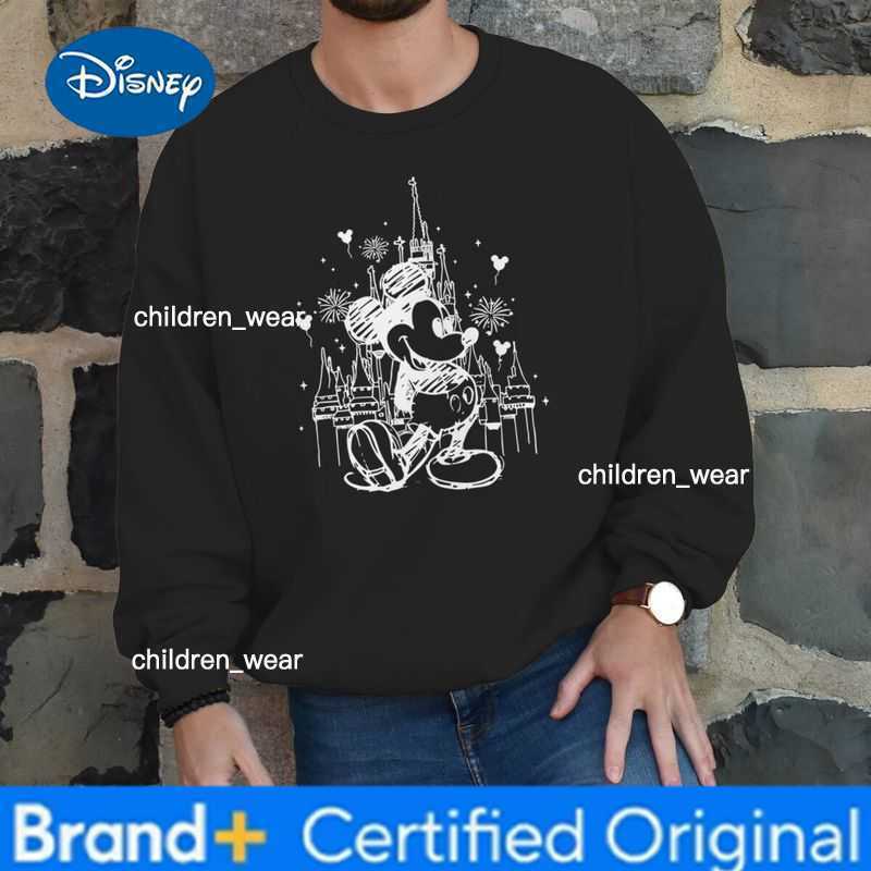 Disney Vintage Mickey Mouse Minnie Castle Graphic Sweatshirt Women Men Casual Classic Character Pullover Couple Valentine Sweatshirts H260304