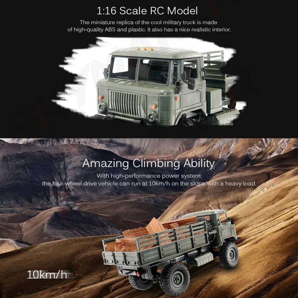 1:16 Wpl B-24 Gaz-66 Remote Control Military Truck Diy 4wd Rc Car 4 Wheel Drive Off-road Climbing Vehicle For Gift Toy Z260303
