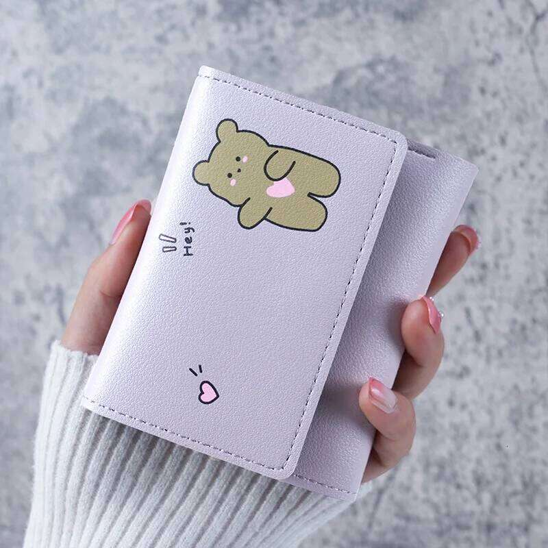 Cute Women PU Leather Multi-card Slots Holder Card Bag Three Fold Cartoon Short Wallets For Gift Item C260304