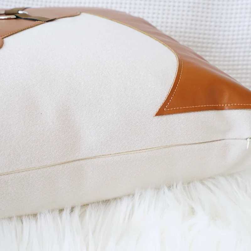 Luxury Plaid PU Pillowcase, Soft Decorative Cushion Cover for Sofa BedT260304