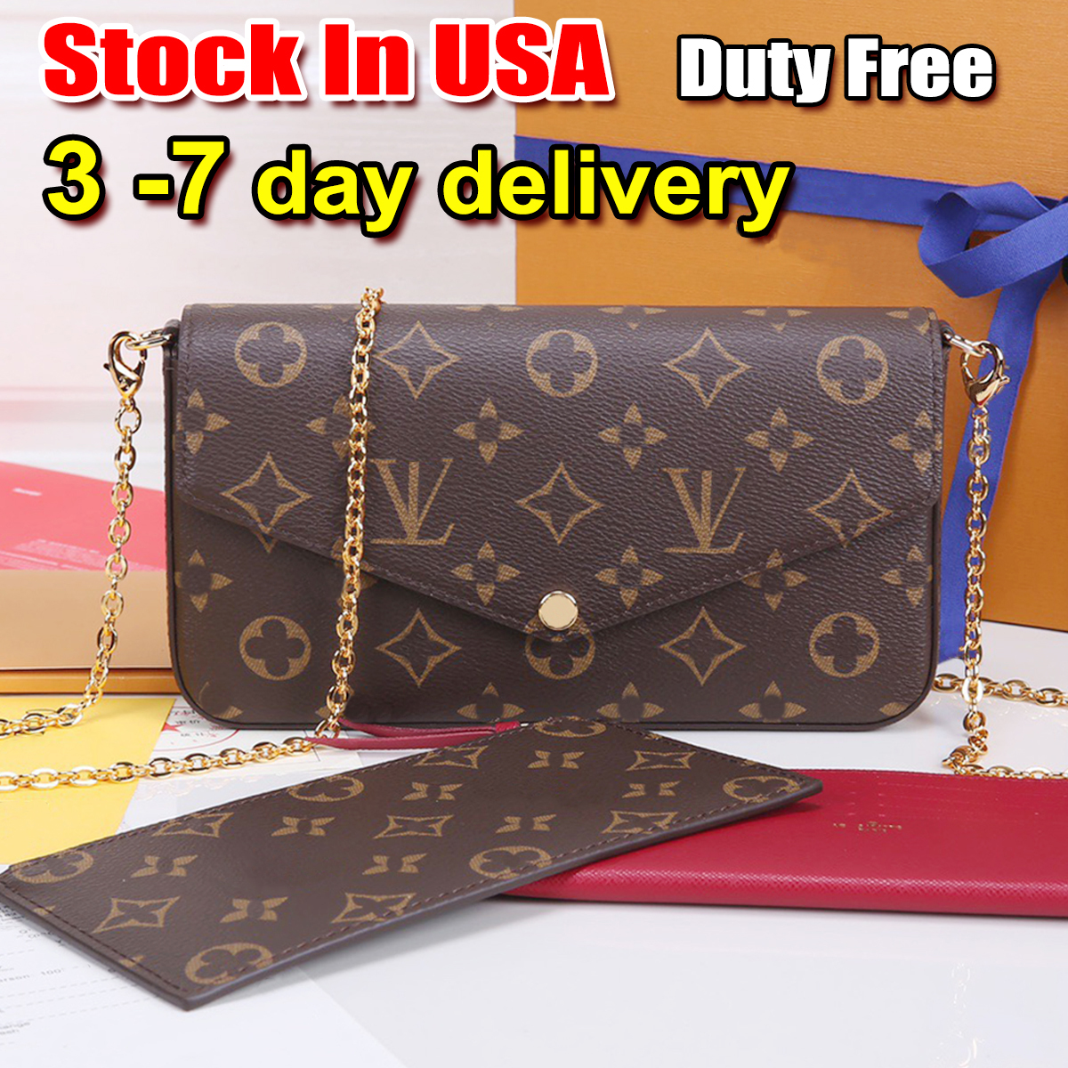 Designer Bag Pochette Felicie 3 in-1 Shoulder Bag Luxury Bag High Quality Women's handbag Purse Brown Printed Cowhide Crossbody bag Classic Hasp Chain bag M81896