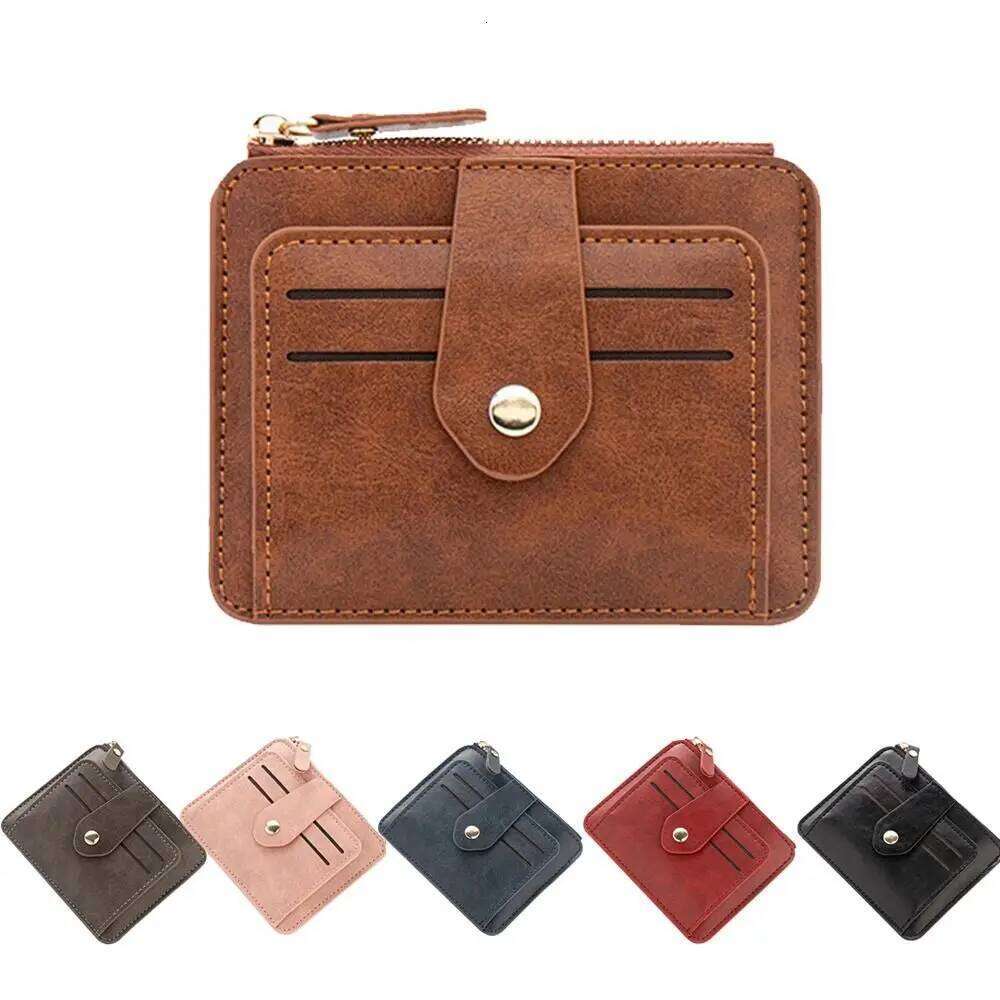 Simple PU Leather Women's Card Bag Zipper Large Capacity Men's Wallet Coin Purse for Male And Female C260304
