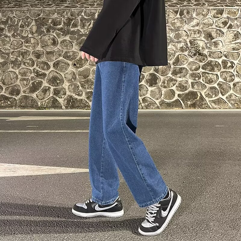 2026 Washed Micro-elastic Wide-leg Long Jeans Heavy-duty American Designer Pants Retro Style Spring And Autumn Straight-leg Trendy Regular Fit For Teenagers