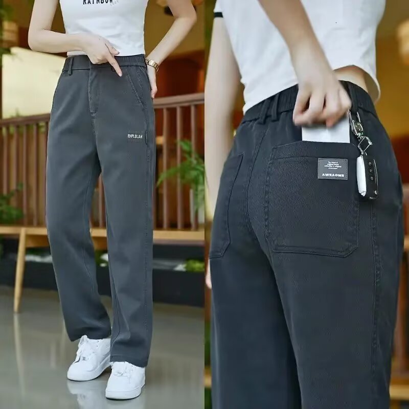 Men's Casual Pants Summer Thin Straight Loose Fit Designer Pants INS Denim Tencel Draped Long Pants For Men
