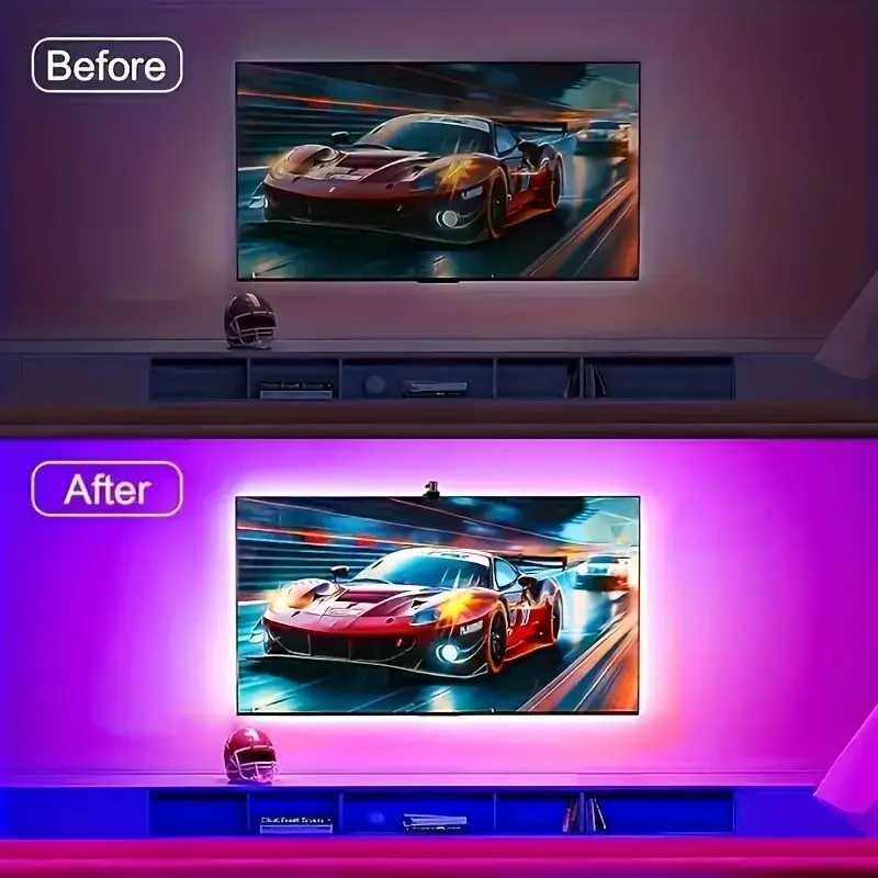 Smart LED TV Backlight Strip with AR Color Sensor App Controller with Music Sync RGB Ambient Light for 55 to 85 Inch Screen H260304