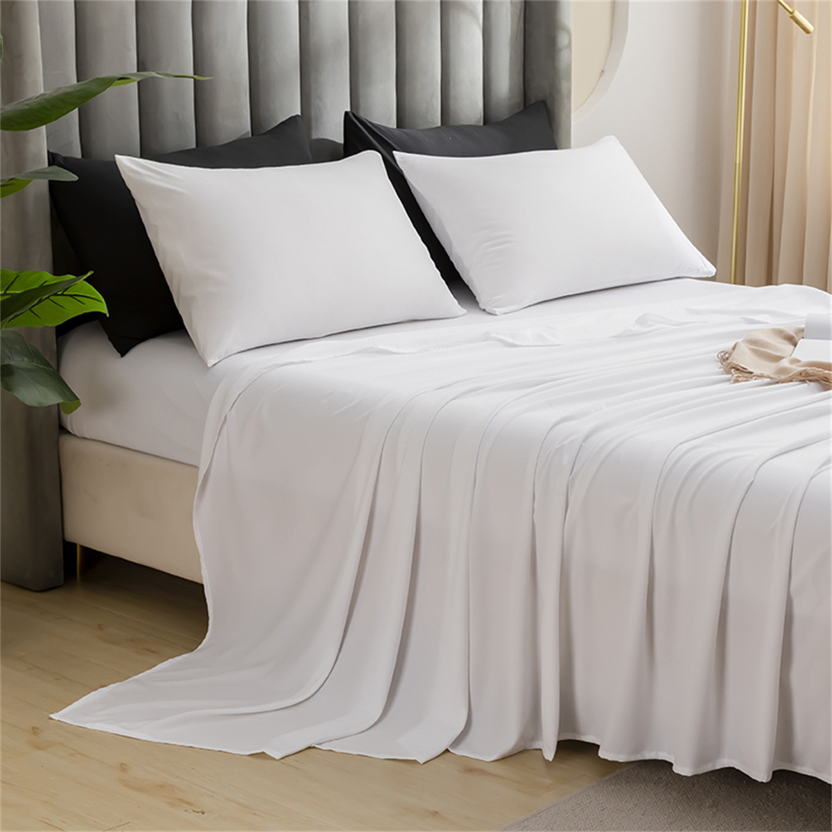 Solid-Color Brushed Fleece 4-Piece Pillowcase and Duvet Cover Set Minimalist 3-Piece Set Drop Shipping Available Digital Printing