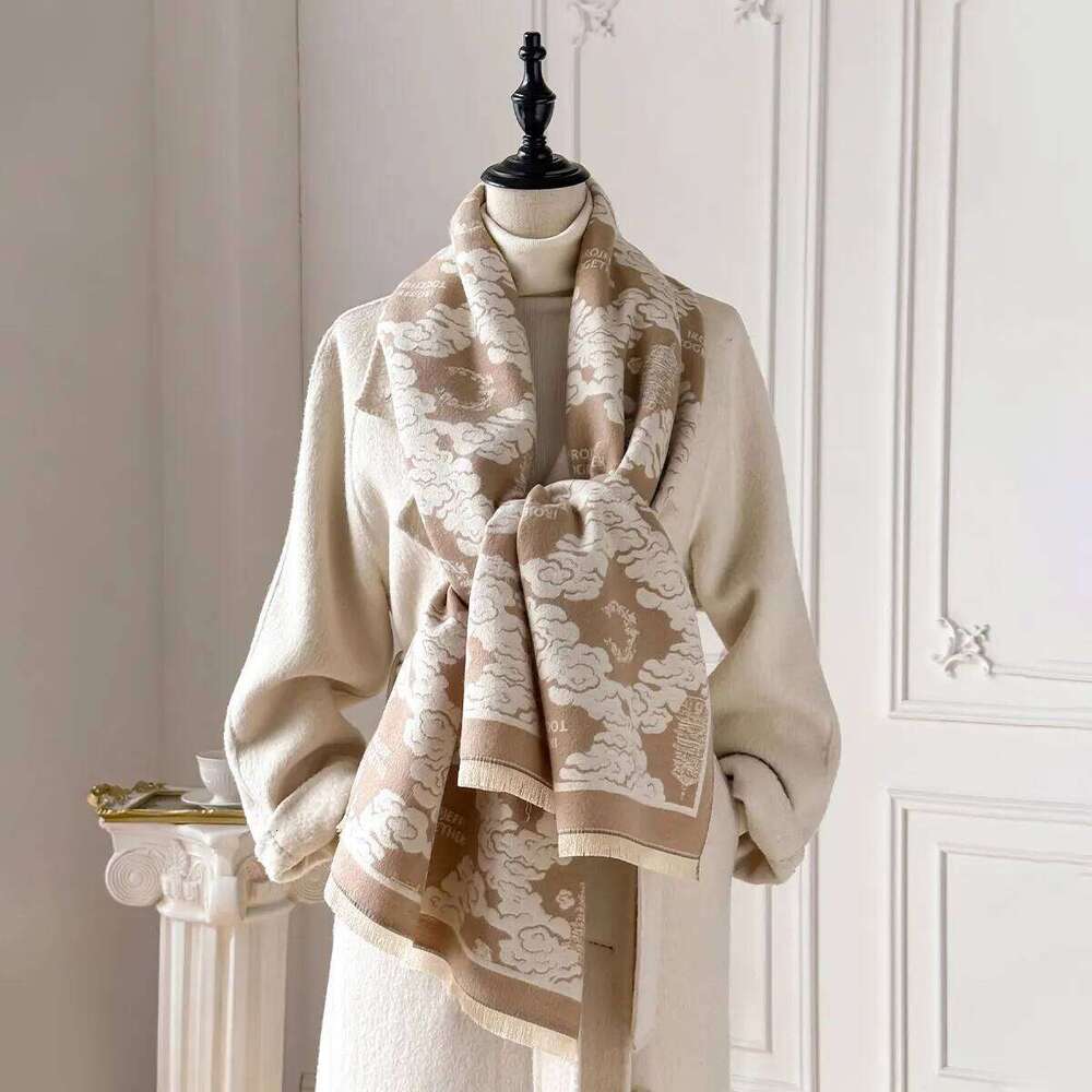2025 New Premium Printed Women's Faux Cashmere Scarf Winter Cozy Pashmina Wraps Luxe Thick Blanket Shawls Echarpe XJ260304