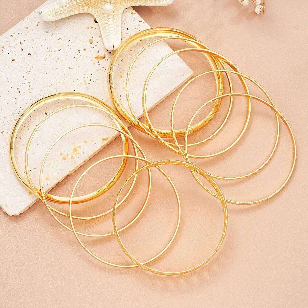 10 Pcs Punk Trendy Multilayer Bracelets Set for Women Elegant Delicate Twist Sparkling Adjustable Bangles Jewelry Couples Gifts XJ260303