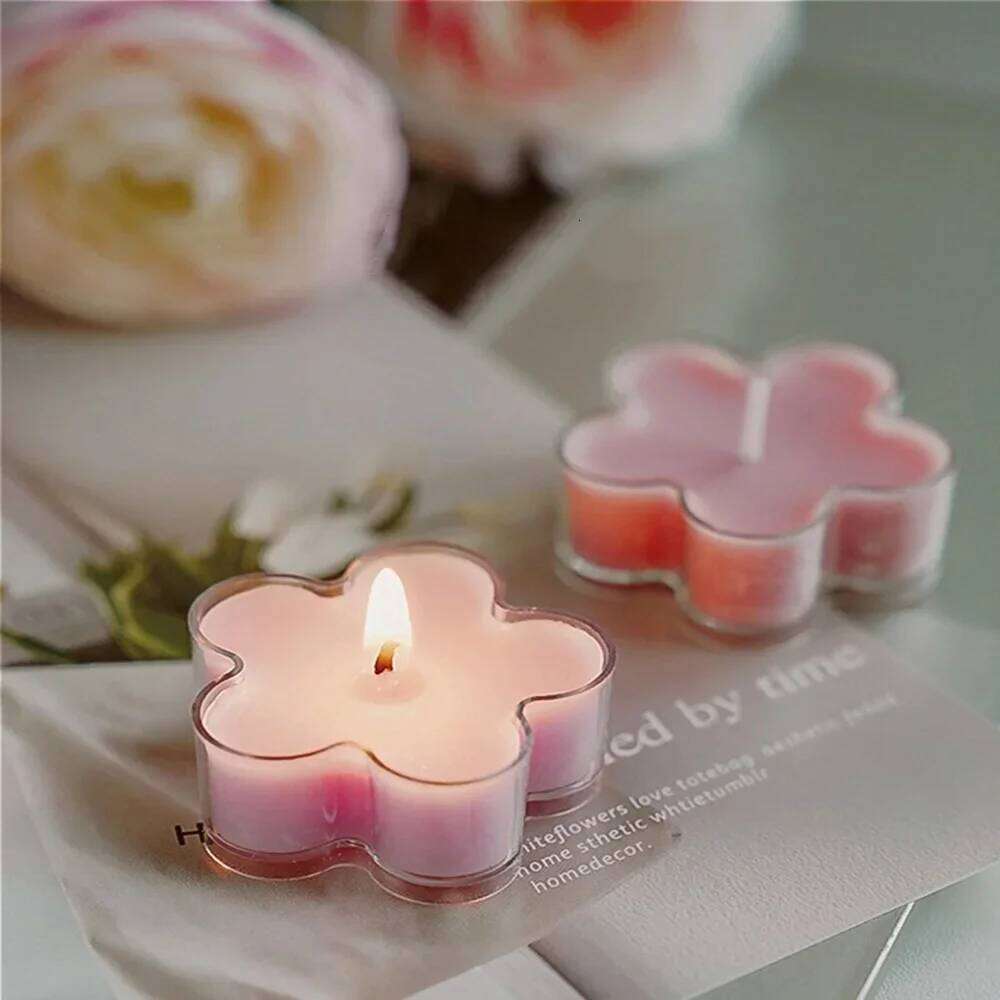 Flower 4h Tea Light Scented Aromatherapy Soy Wax Candles Wedding Birthday Candle Party Home Decoration W260304