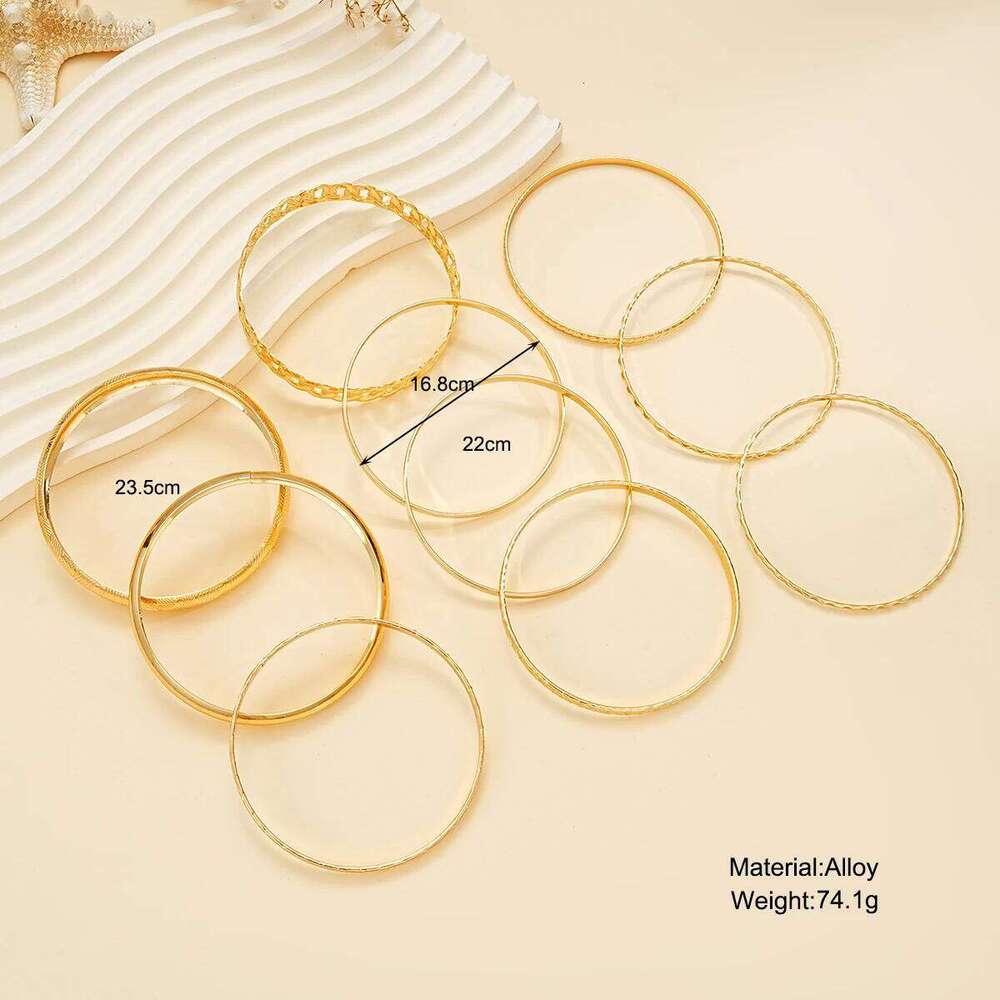 10 Pcs Punk Trendy Multilayer Bracelets Set for Women Elegant Delicate Twist Sparkling Adjustable Bangles Jewelry Couples Gifts XJ260303