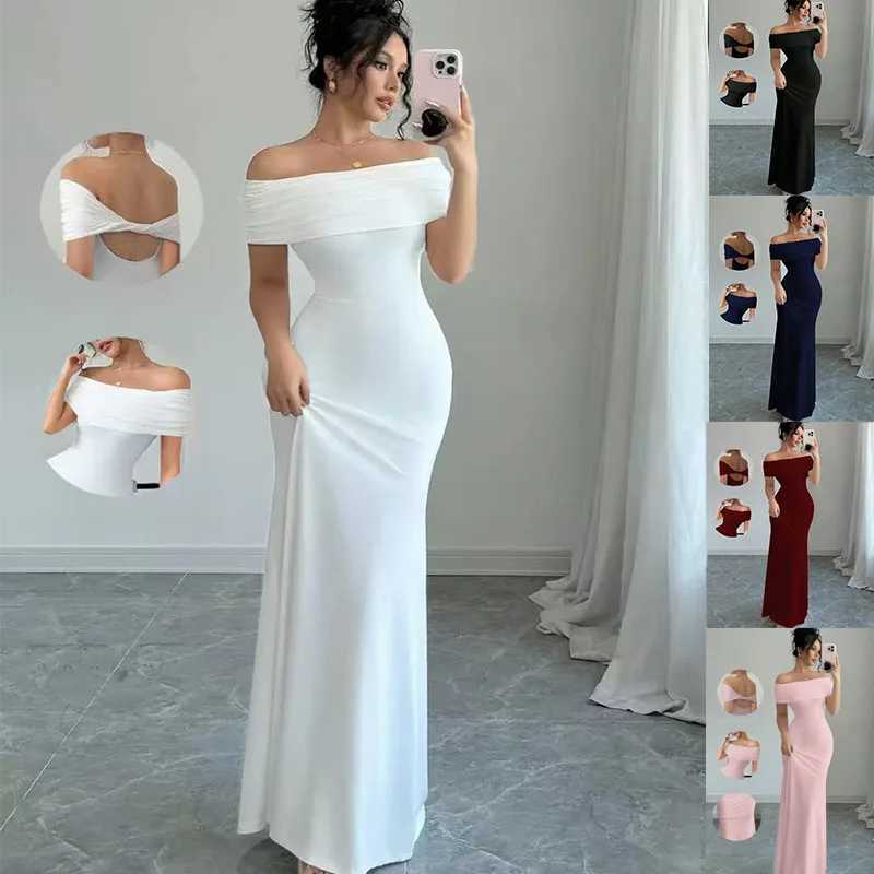 Off Shoulder Party Dress Womens Sleeveless Sexy Bodycon Midi Dress Elegant Bandage Cocktail Dress for Night Out M260304