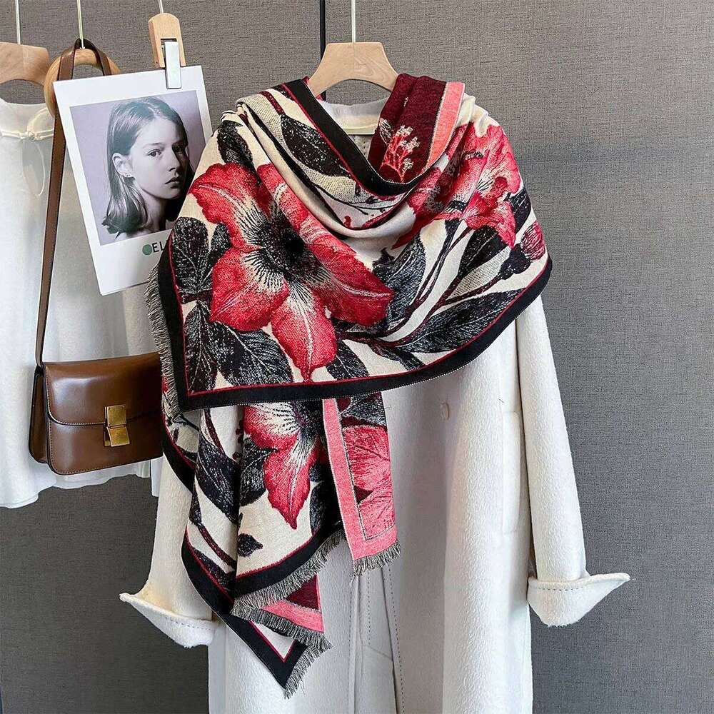 Autumn/Winter Warm Scarf Luxury Tassel Pashmina Shawl Women's Imitation Cashmere Thickened Warps Coldproof Windproof Blanket XJ260304