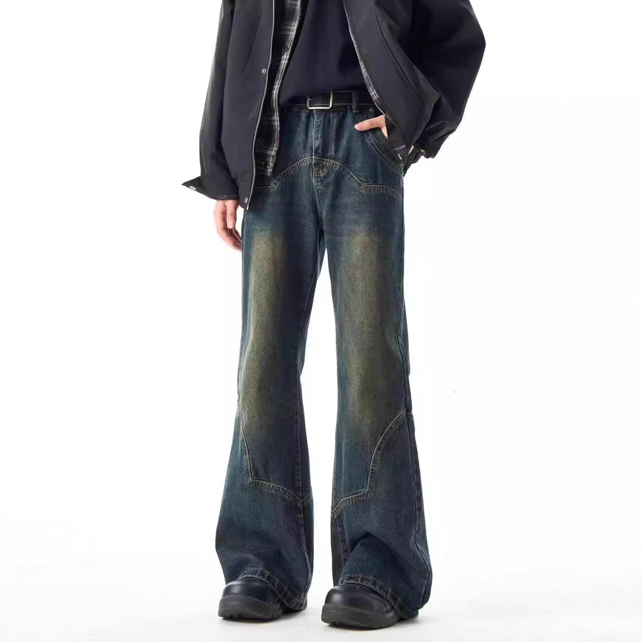 American Retro Flared Jeans For Autumn High-waisted Slimming Loose Designer Pants Wide-leg Pants With A High Street Design For Trendy Girls