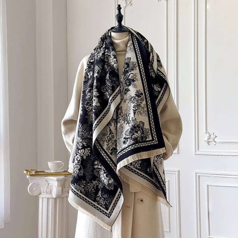 2026 Floral Jacquard Scarf, European Imitation Cashmere Thickened Shawl, Fashion Age-Reducing Winter Wrap XJ260304