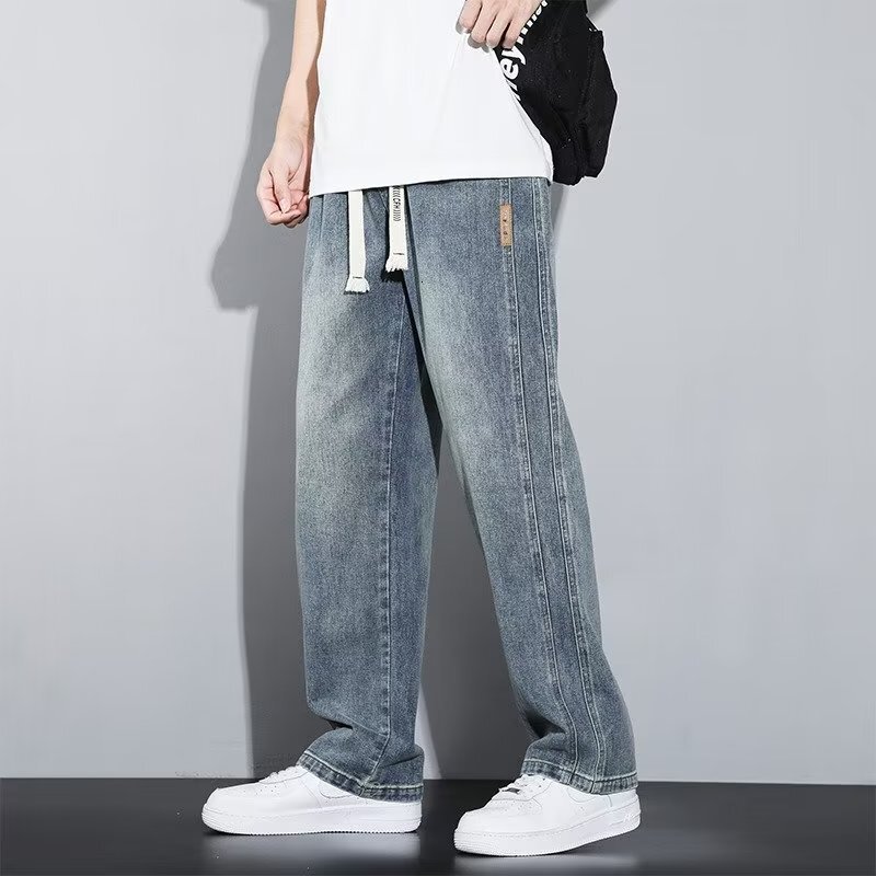 Men's Casual Jeans Trendy Brand Distressed Pants Fashionable Versatile Spring Autumn Tall Comfortable Straight Loose Designer Pants Wide-leg Long Pants