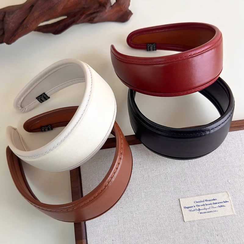 Retro Leather Headband for Women 2025 French Style Wide Hair Hoop Hairbands Female Headwear Hair Band Hair Accessories Headdress H260304 - view 5