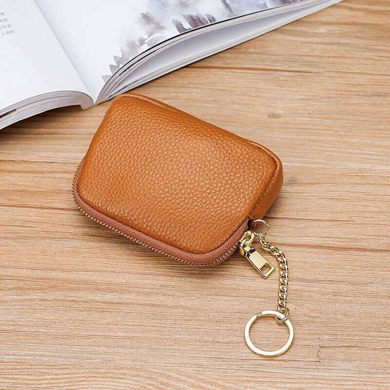 Multi - Color PU Leather Mini Zipper Coin Purse with Keychain Portable Small Wallet C260304