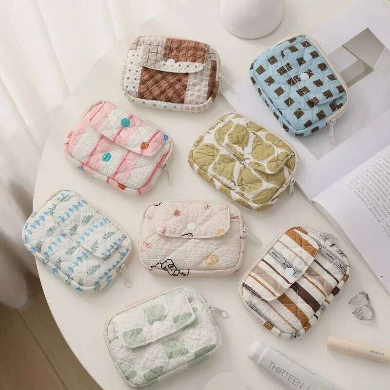 Women's Japanese Striped Polka Dot Cute Kawaii Sweet Coin Purses Compact Portable High Quality Card Key Storage Bag C260304