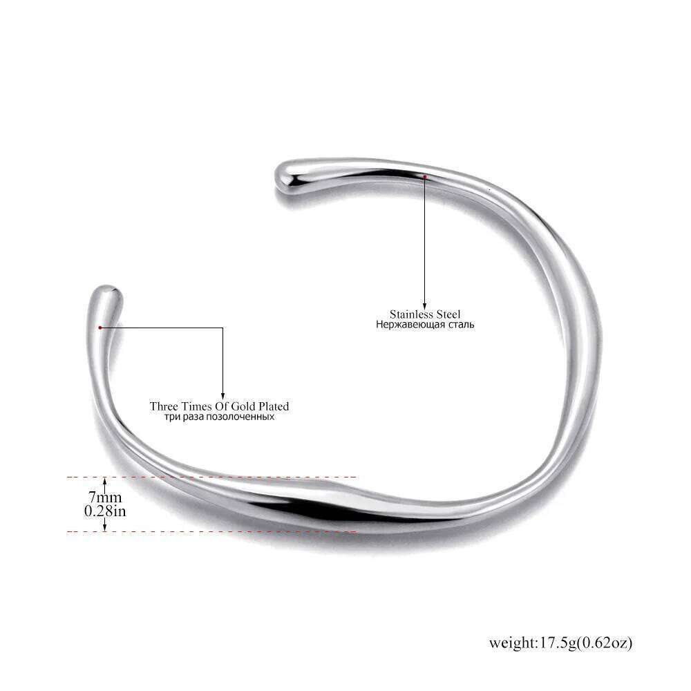 JeeMango Stainless Steel Wrist Opening Bracelet Bangle For Women Gold Color Handmade Cast Statement Brand Party Jewelry JB24008 XJ260303