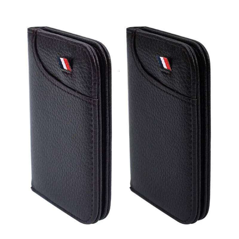 Men's Ultra-Slim Synthetic Leather Card Holder - Multi-Function Mini Short Wallet for License & Cards Large Capacity Yet Compact C260304
