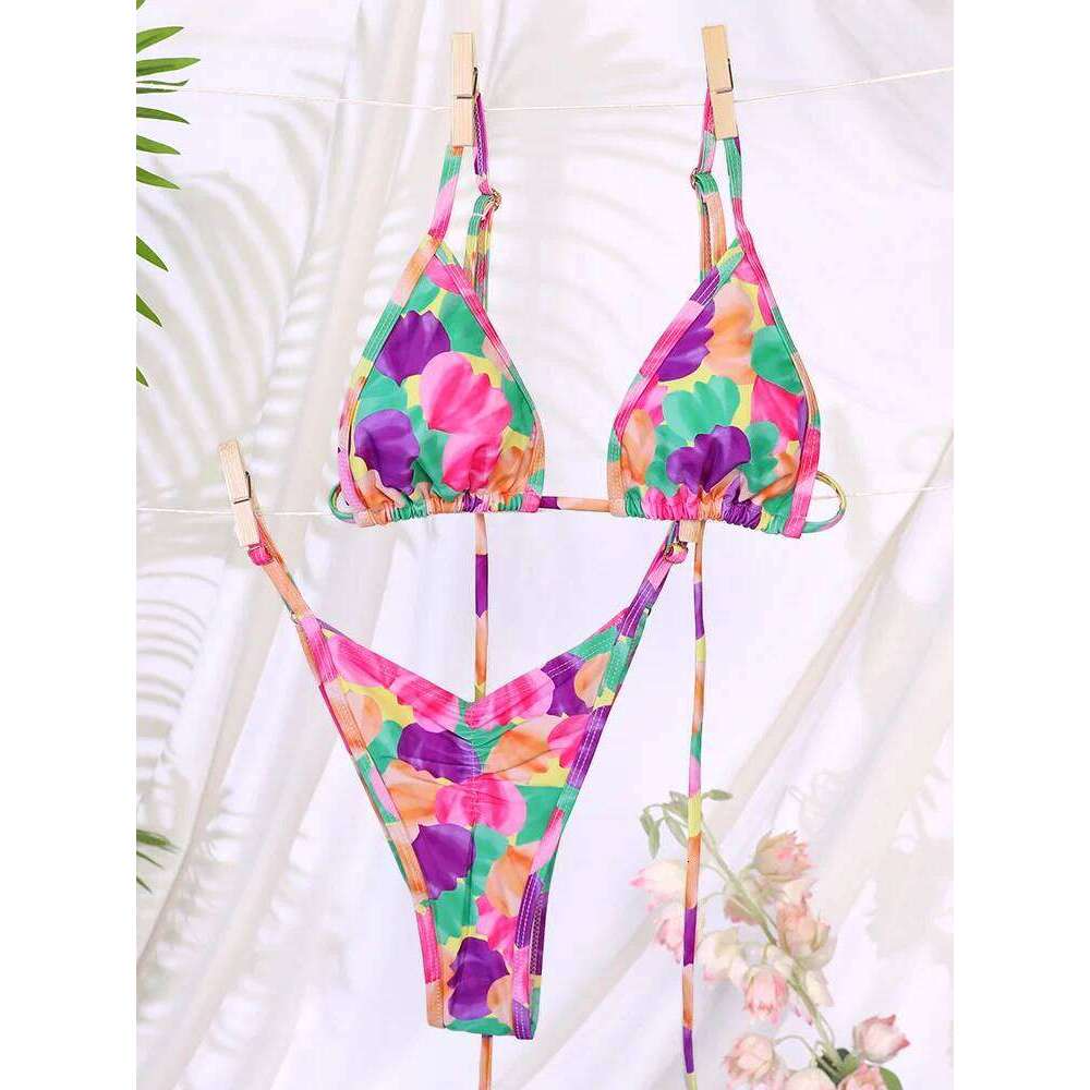 Miyouj Triangle Bikini Set Print Sexy Swimwear Women Swimsuit Bandage Beachwear Mujer Biquini String Swimsuits Y260303