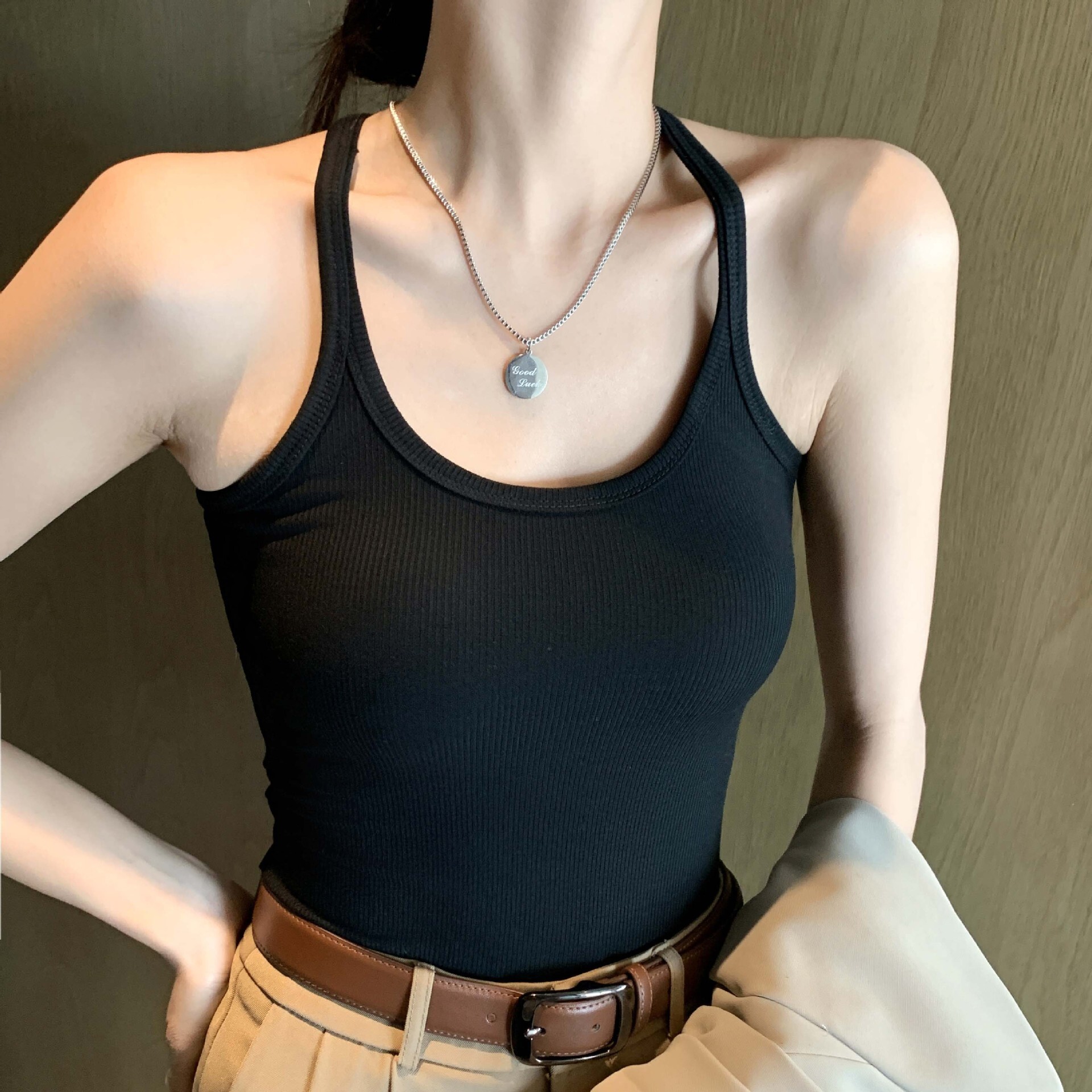 8708 Pure Desire Sexy Tank Top Polo Shirt For Women Designer Shirt Spicy Girl Camisole Summer Undergarment Slimming Top For Wearing Designer Hoodie Inside Or Out