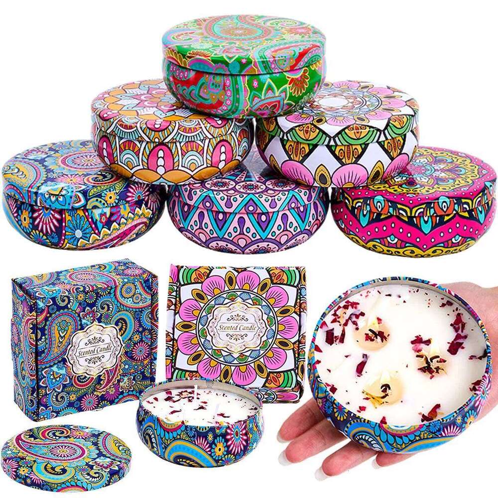 Three Core Scented Box Vintage Flower Bluebell Lavender Enduring Fragrance Soy Wax Candle Jar Wedding Birthday Gifts W260304