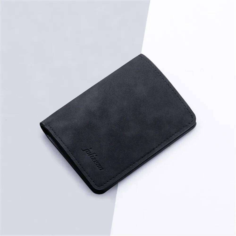 PU Leather Purse Frosted Card Holder Retro Embossed Folding Wallet Thin Men Soft Coin Pouch Bag For Women 2022 Trend 8*11cm Mini C260304