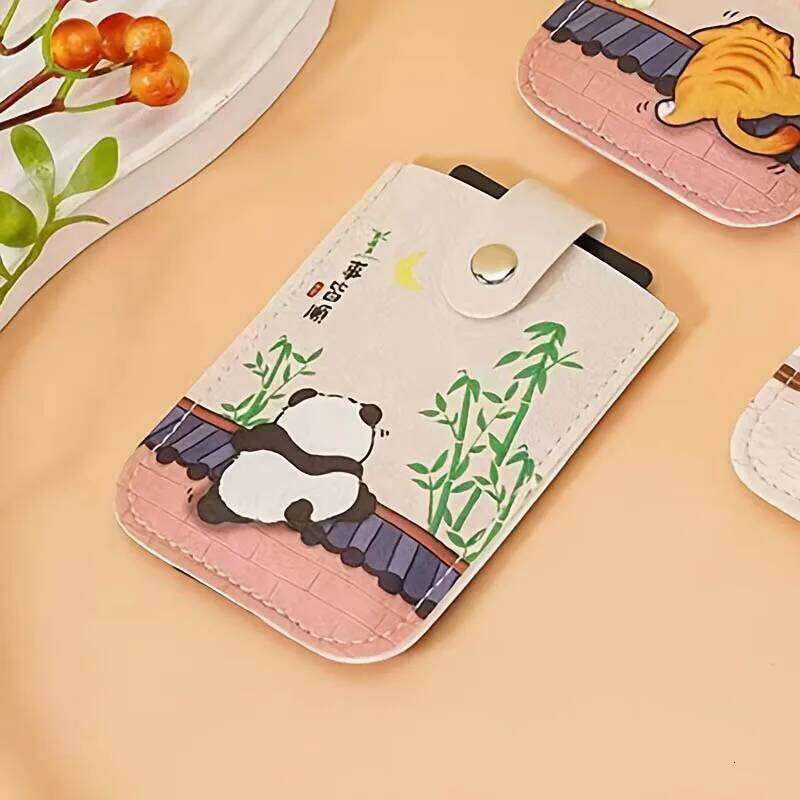 A slim portable credit wallet with RFID shielding, multiple card slots, cute panda design, compact and lightweight C260304