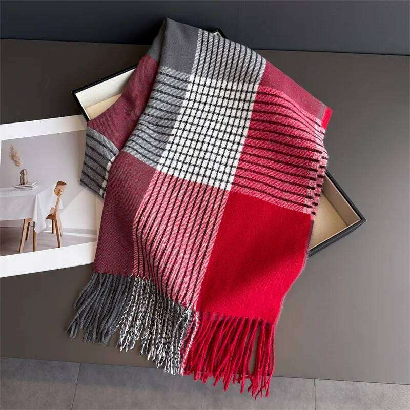 Winter Neck Warmer Scarf Women Men Autumn Thickened Tassel Pashmina Shawl Faux Cashmere Warps Elegant Blanket For Couple XJ260304