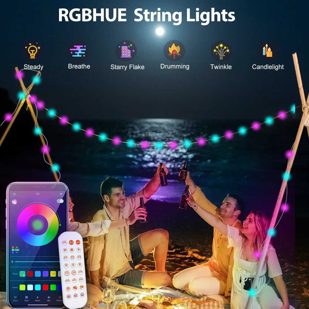 5M/10M/15M/20M Tuya Wifi Bluetooth APP Smart LED Light String Fairy Lights For Garden Christmas Festival Decor Outdoor Indoor H260304
