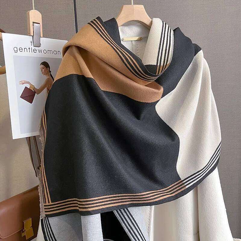 Luxury Cashmere Sacarf For Women Colorblock Print Thick Winter Blanket With Tassel Large Shawl And Wrap Bufanda Warm Poncho XJ260304
