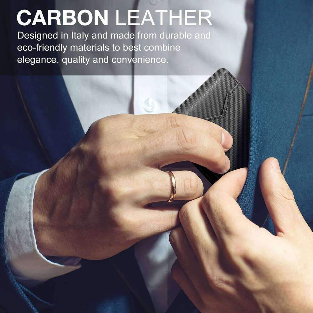 1pc RFID-Blocking Ultra-Thin Men's Wallet Carbon Fiber Inspired, Minimalist Design - Perfect for Daily Use & Stylish Gift Box C260304