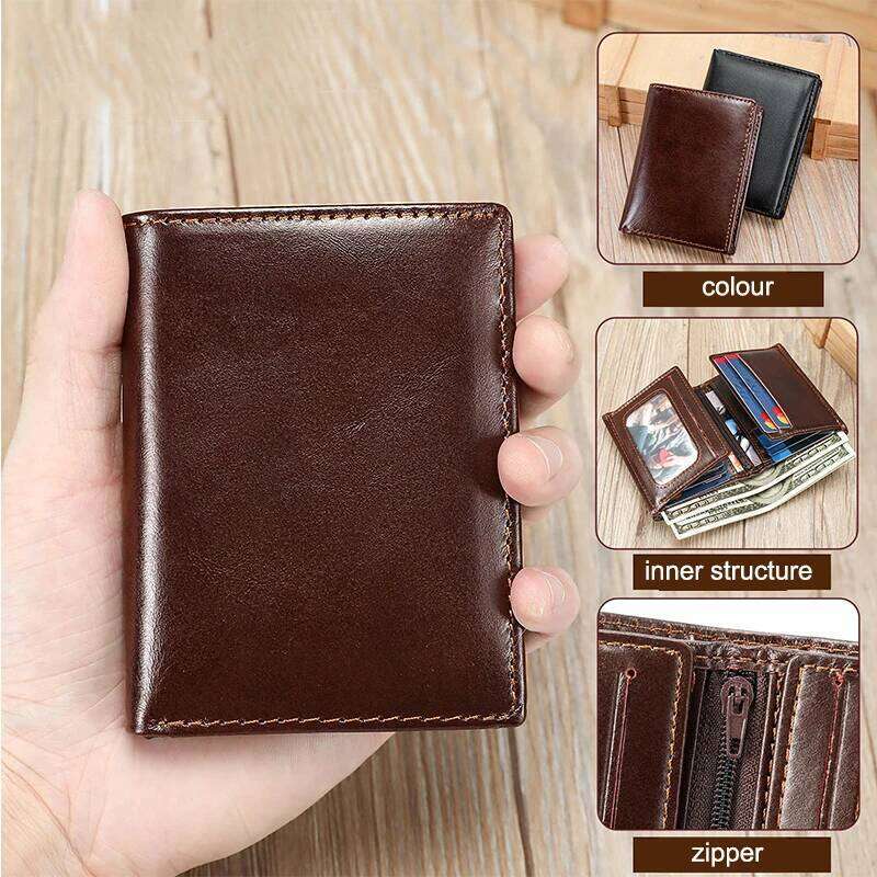 Geestock High Quality Men's Leather Short Wallet Retro Multifunctional Coin Purse Business Style Multi Card Holder Storage Clip C260304