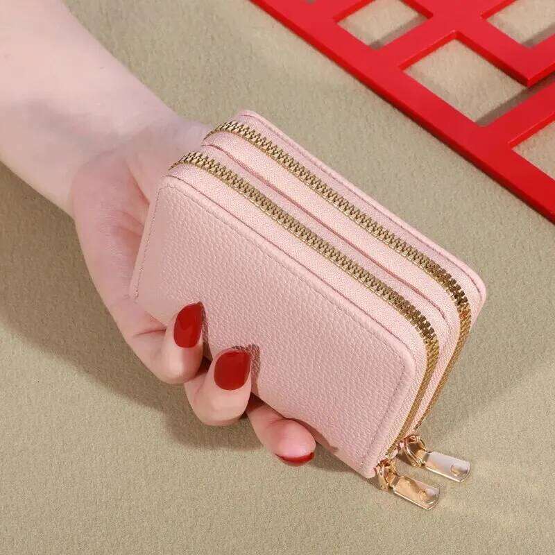 Women's Short Wallet with Transparent Closure. Litchi Pattern. Monaiea Multi Card Slot Wallet, Large Capacity, Fashionable C260304