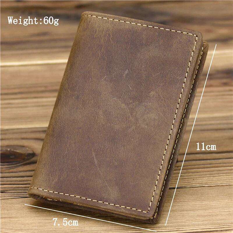 Vintage Crazy Horse Real Leather Credit Card Holder Wallet Mens Cowhide Slim ID VIP Photo Cards Bags Small Change Coins Pouches C260304
