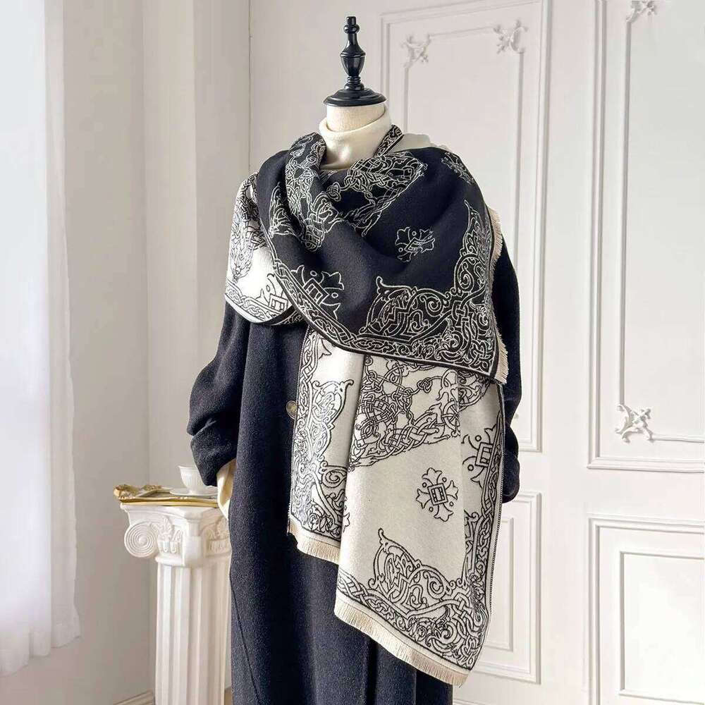 2025 Luxurious Warm Cashmere Poncho Chic Shawl Adorned with Fancy Prints Perfect for Winter as Blanket Wrap or Echarpe XJ260304