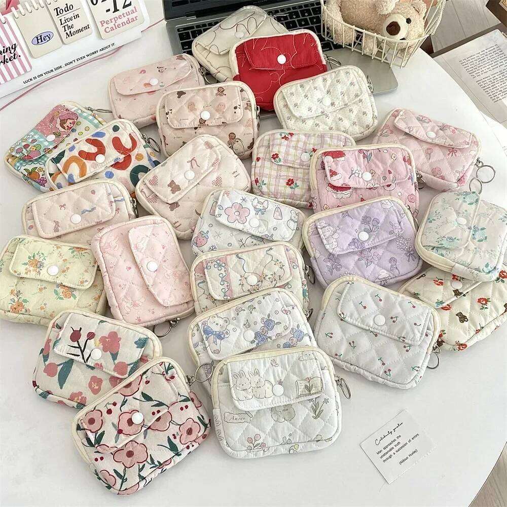 Women Nylon Coin Korean Style Zipper Pouch Mini Storage Bag Card Holder Soft Cute Zero Wallet Earphone Purse C260304