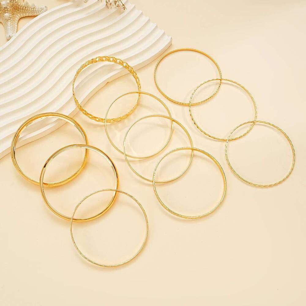 10 Pcs Punk Trendy Multilayer Bracelets Set for Women Elegant Delicate Twist Sparkling Adjustable Bangles Jewelry Couples Gifts XJ260303