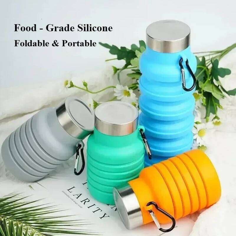 Cup Food - Grade Silicone Collapsible Water Bottle, 500ml Portable Foldable Mug Suitable for Outdoor Sports S260303