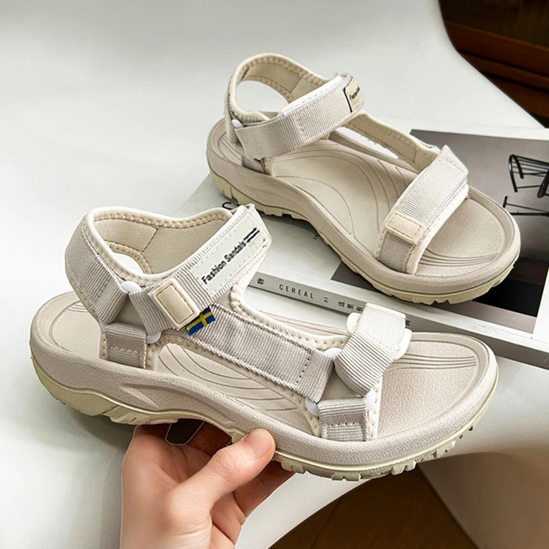 Womens Summer Sports Sandals Breathable Open-Toe Beach Walking Shoes Lightweight Comfortable Flat Sandals for Outdoor Travel 260303