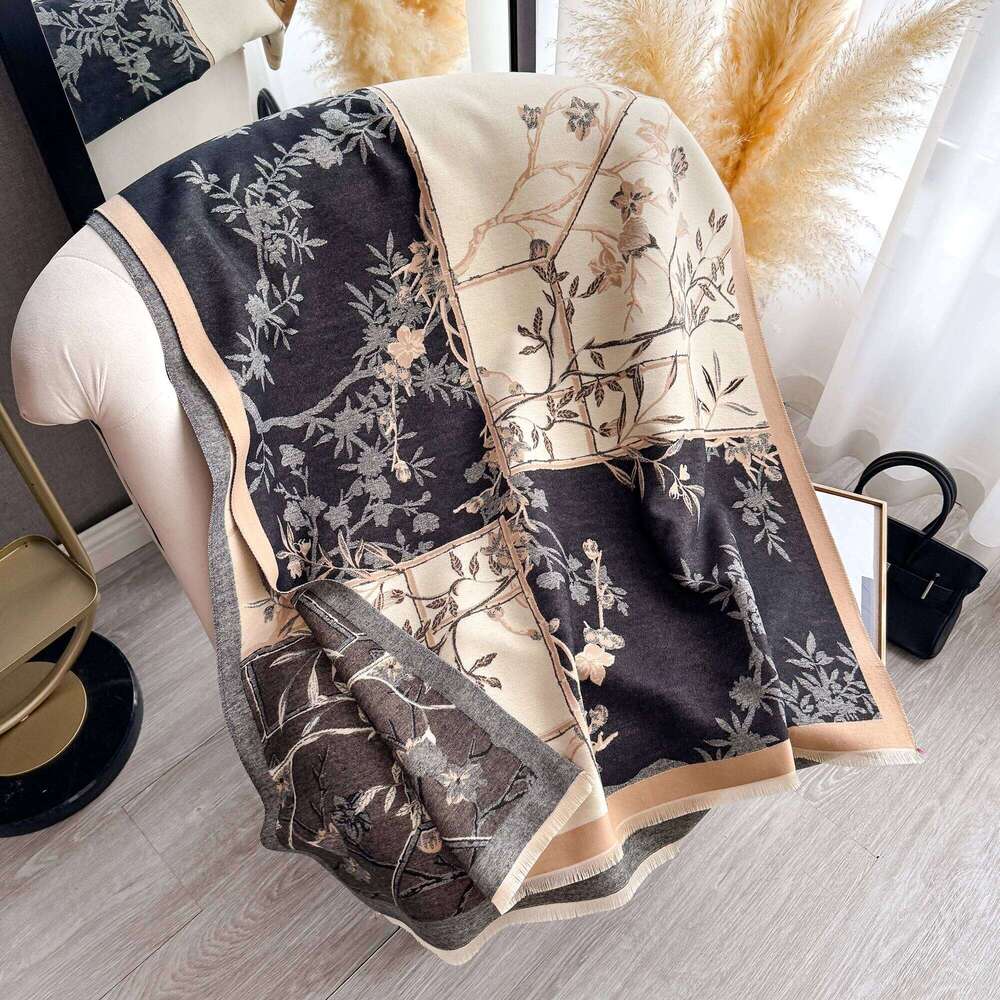 Autumn Winter Faux Cashmere Scarf for Women - Warm Neck-Care Shawl Wrap, New Jacquard Design, Convertible to Blanket XJ260304