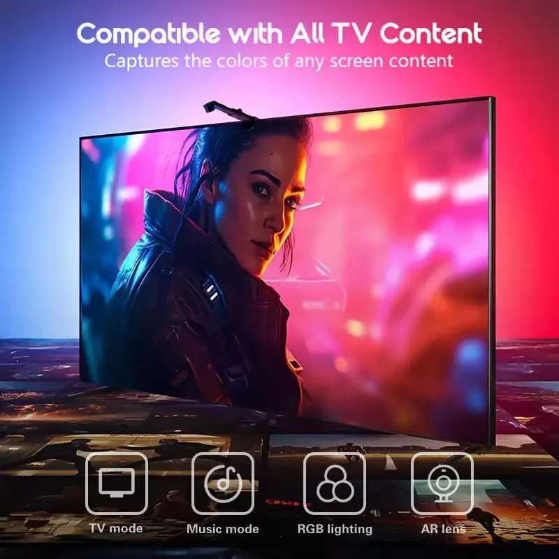 Smart LED TV Backlight Strip with AR Color Sensor App Controller with Music Sync RGB Ambient Light for 55 to 85 Inch Screen H260304